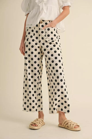 Black and White Polka Dot Wide Leg Pants