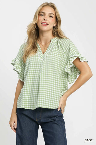 Gingham Ruffled Top