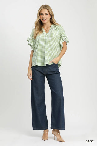 Gingham Ruffled Top
