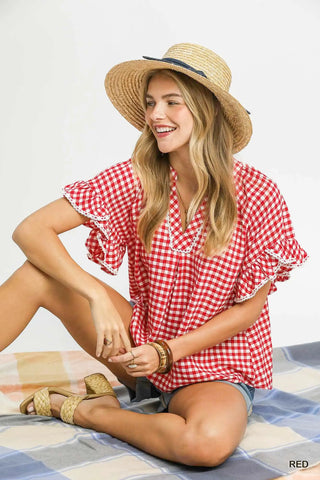 Gingham Ruffled Top