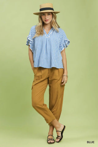 Gingham Ruffled Top