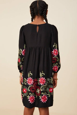 Samantha’s Embroidered Detail Long Sleeve Scoop Neck Dress